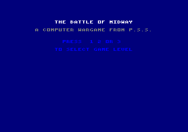 Battle for Midway (Amstrad CPC) screenshot: Choose your game level.