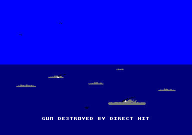 Battle for Midway (Amstrad CPC) screenshot: My guns were destroyed.