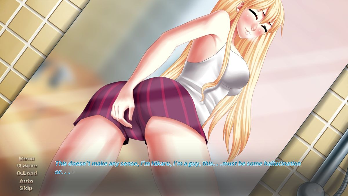 Highschool Possession (Windows) screenshot: When waking up you find yourself in the body of Akiko - what is going on?