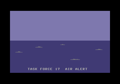 Battle for Midway (Commodore 64) screenshot: Task Force 17 (led by Yorktown) is under arial attack.