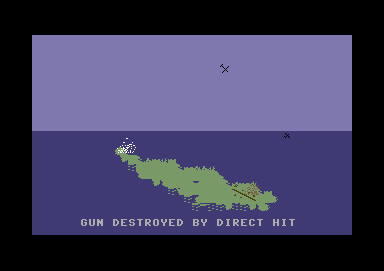 Battle for Midway (Commodore 64) screenshot: My guns have been destroyed.