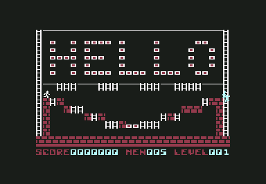 Championship Lode Runner (Commodore 64) screenshot: Starting the first level.