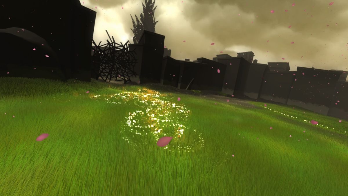 Flower (PlayStation 4) screenshot: Heading for the city walls