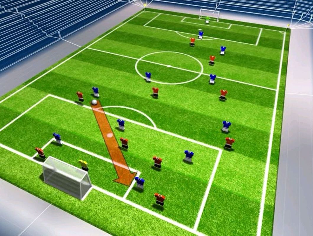2006 FIFA World Cup (DVD Player) screenshot: Playing the game: Here the AI player is showing what move they are going to make