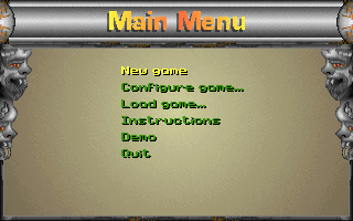 Nitemare-3D (DOS) screenshot: Main menu