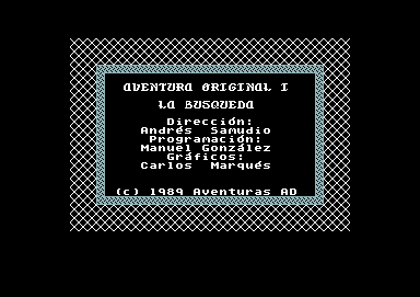 La Aventura Original (Commodore 64) screenshot: Title screen for part 1 and credits