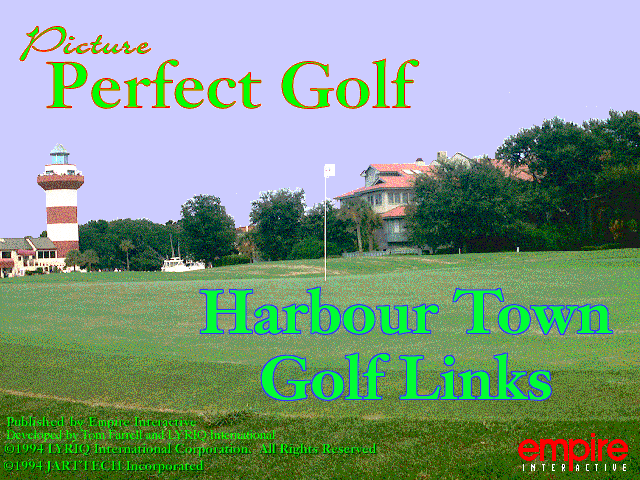 Picture Perfect Golf (DOS) screenshot: Ah, golf in photo realistic courses lays ahead