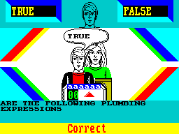 Every Second Counts (ZX Spectrum) screenshot: Question 1 right!