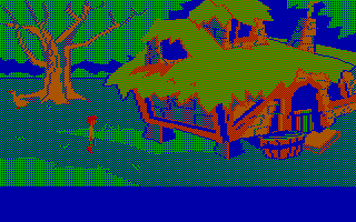 The Black Cauldron (PC Booter) screenshot: The beginning location (CGA with RGB monitor)