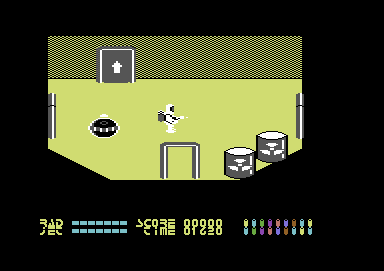 Chain Reaction (Commodore 64) screenshot: An elevator is here