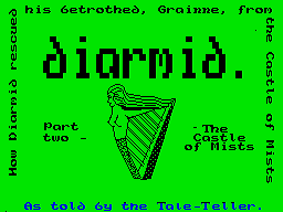 Diarmid (ZX Spectrum) screenshot: Part Two: Title screen