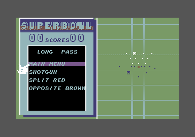 Super Bowl (Commodore 64) screenshot: Choose your offensive play.