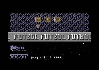 Emilio Butragueño ¡Fútbol! (Commodore 64) screenshot: Title screen and main menu