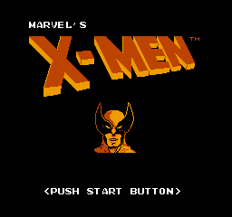 The Uncanny X-Men (NES) screenshot: Title Screen... which cycles the faces of all the X-Men