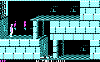 Prince of Persia (DOS) screenshot: Thrown in the dungeon (CGA)