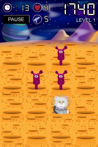 Spazzle Gold (iPhone) screenshot: Awwww - a space kitteh [sic]!