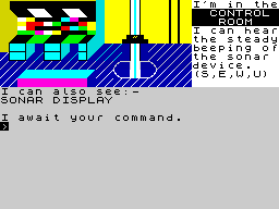 Subsunk (ZX Spectrum) screenshot: Inside the control room