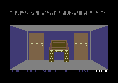Return to Oz (Commodore 64) screenshot: In the hospital hallway.
