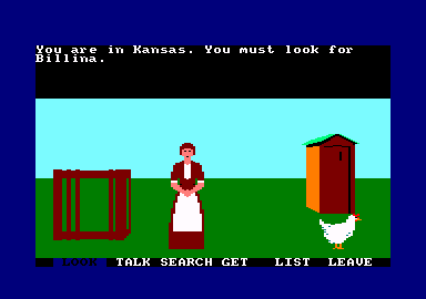 Return to Oz (Amstrad CPC) screenshot: In the Kansas. I need to find Billina.