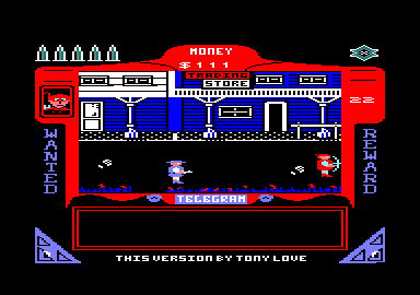 Gunfighter (Amstrad CPC) screenshot: This town ain't big enough for the two of us.