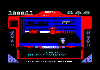 Gunfighter (Amstrad CPC) screenshot: In the dry goods store.