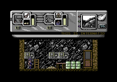 Thunderbirds (Commodore 64) screenshot: Starting as Alan in the mine.