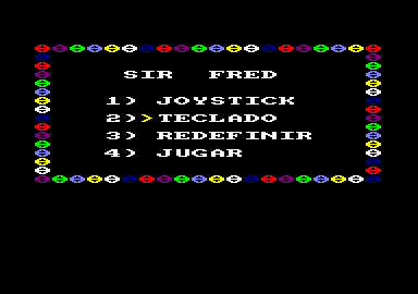 Sir Fred (Amstrad CPC) screenshot: Title screen and main menu