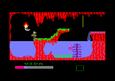 Sir Fred (Amstrad CPC) screenshot: In an underground cavern.