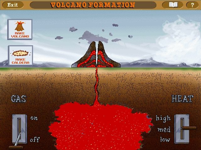 Scholastic's The Magic School Bus Explores Inside the Earth (Windows) screenshot: Create a volcano!