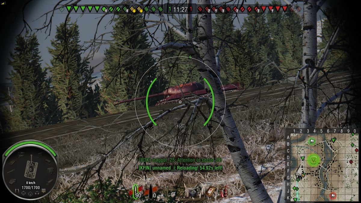 World of Tanks: Fatherland IS-3A Loaded (PlayStation 4) screenshot: Friendly Fatherland tank on an elevated position in the distance, facing the enemy lines