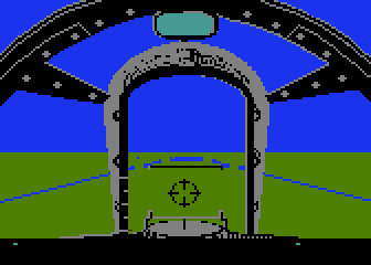 Spitfire '40 (Atari 8-bit) screenshot: The view through the cockpit.