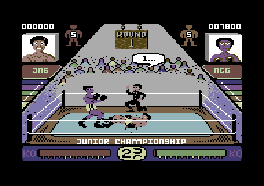 By Fair Means or Foul (Commodore 64) screenshot: Oooh! I'm down for the count!