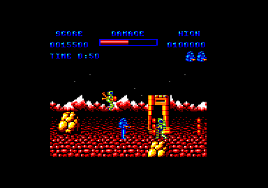Soldier of Light (Amstrad CPC) screenshot: My weapon has upgraded.