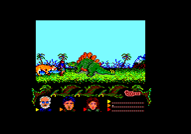 Viaje al centro de la tierra (Amstrad CPC) screenshot: A stegosaurus.