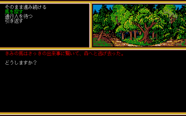 Hillsfar (PC-98) screenshot: Lost in the woods...