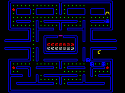 Gobble A Ghost (ZX Spectrum) screenshot: Power pill gobbled - all the ghosts turn blue