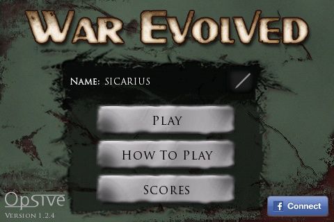 War Evolved (iPhone) screenshot: Main Menu