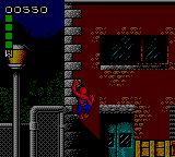 Spider-Man: Return of the Sinister Six (Game Gear) screenshot: Here's Spidey climbing a wall.