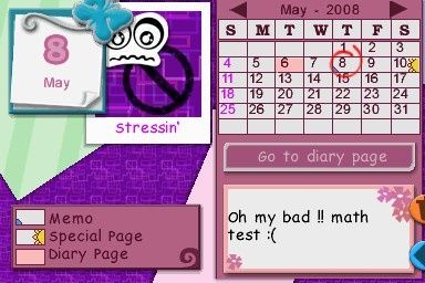 My Secret World by Imagine (Nintendo DS) screenshot: Calendar