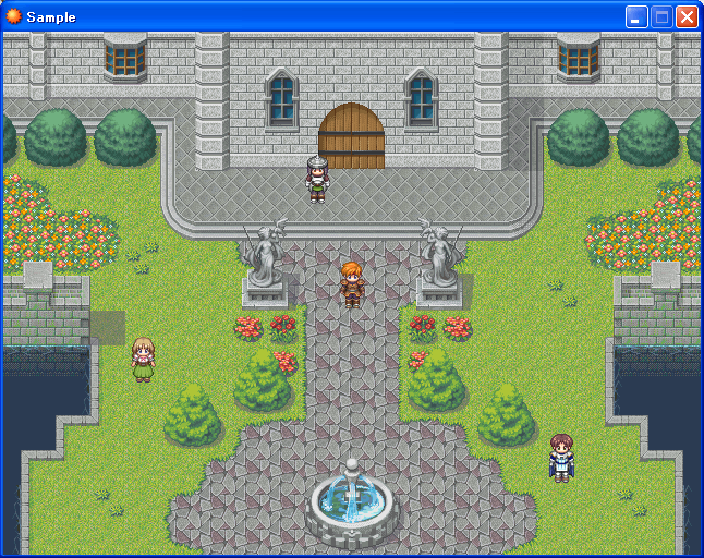 RPG Maker XP (Windows) screenshot: The same castle - in game.