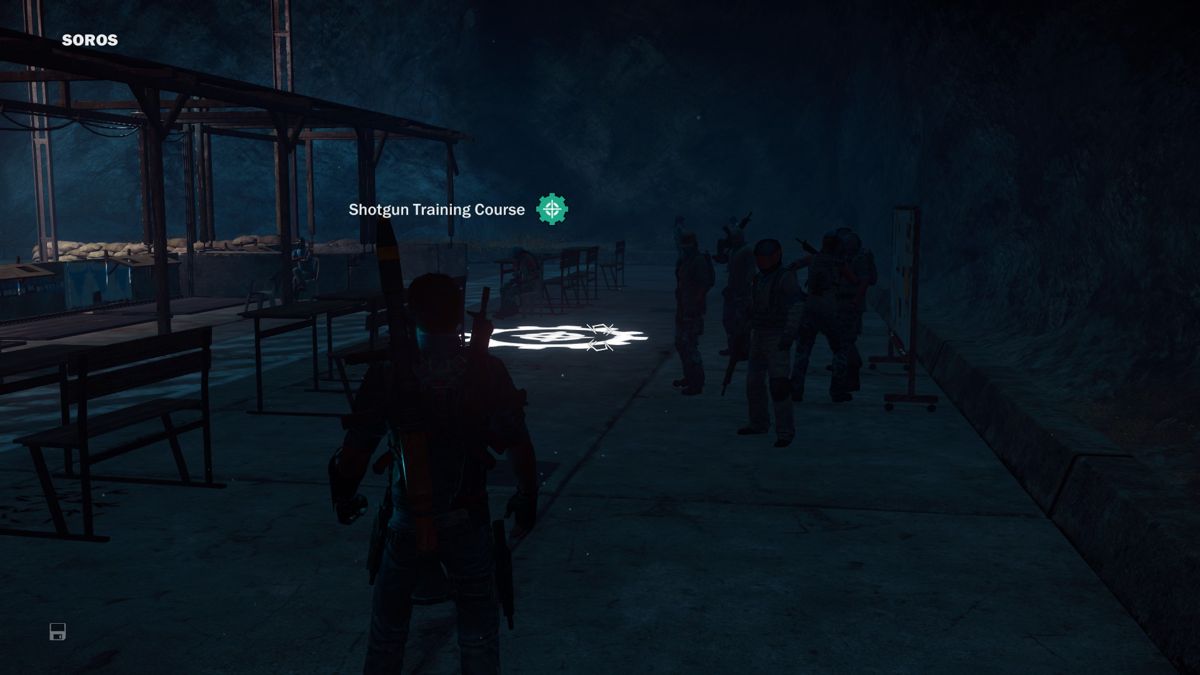 Just Cause 3 (Windows) screenshot: The rebels has setup a shooting range in a cave