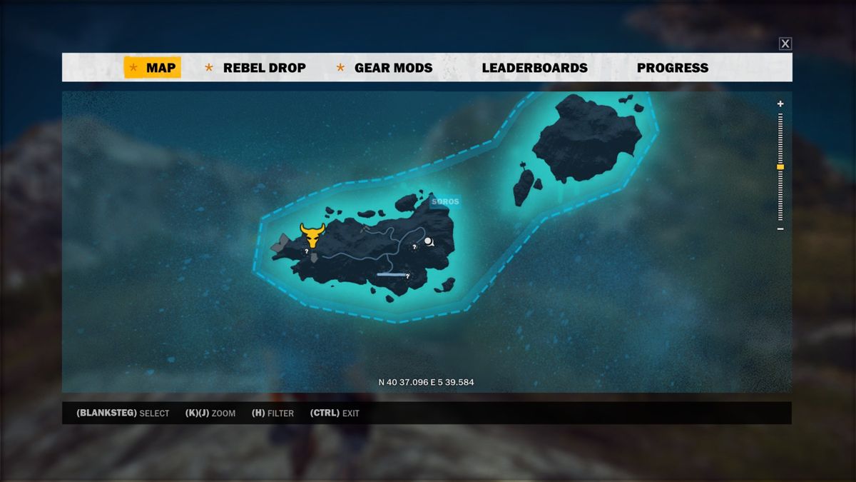 Just Cause 3 (Windows) screenshot: The question marks shows the player where secrets can be found