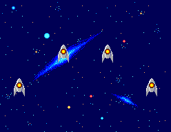 Shooting Gallery (SEGA Master System) screenshot: Shoot the spaceships