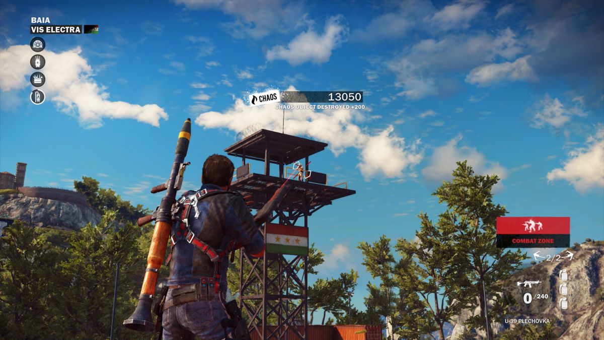 Just Cause 3 (Windows) screenshot: Destroying chaos objects give you chaos points