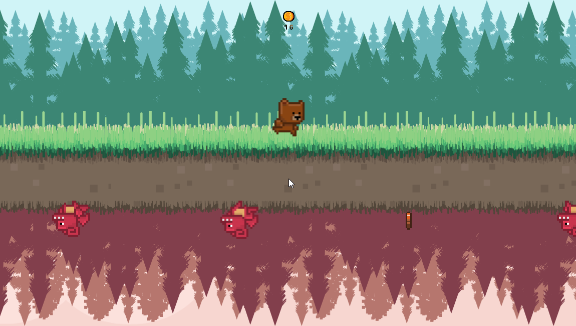 Animality (Windows) screenshot: Once a character is chosen, the player must avoid the oncoming creatures.