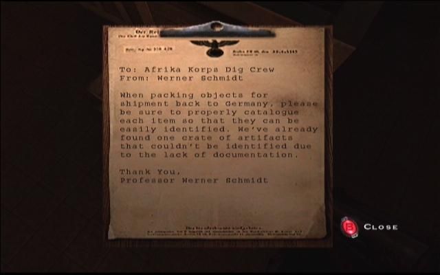 Return to Castle Wolfenstein: Tides of War (Xbox) screenshot: Clipboards give you a hints on what the Nazis are up to.