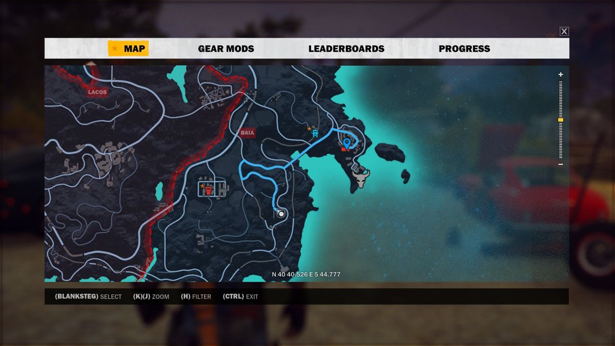 Just Cause 3 (Windows) screenshot: The in-game map is very useful