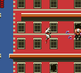 Shinobi (Game Gear) screenshot: Those guys love to break windows and jump over you.