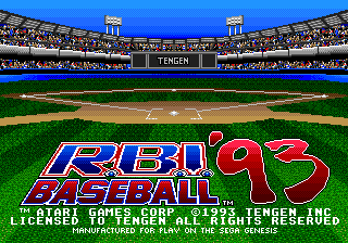 R.B.I. Baseball '93 (Genesis) screenshot: Title screen