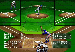 R.B.I. Baseball '93 (Genesis) screenshot: The pitched ball in mid-flight